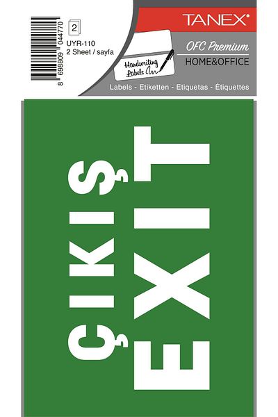 Tanex Uyr-110 Emergency Exit Label 2 Pack