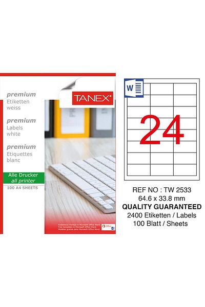 Tanex Tw-2533 Laser Label Πακέτο 100