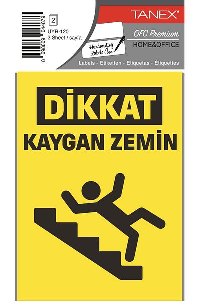 Tanex Uyr-120 Slippery Floor Warning Sticker - Pack of 2
