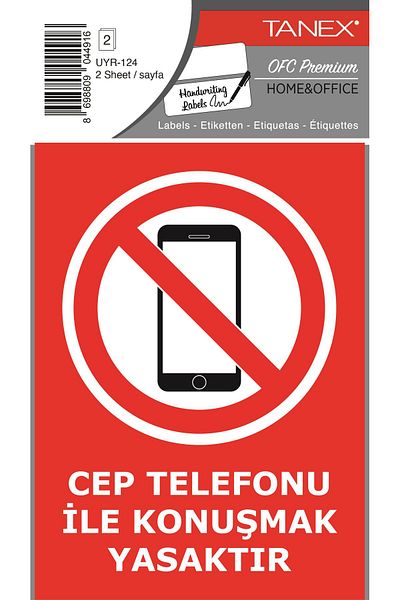 Tanex Uyr-124 Mobile Phone Warning Sticker 2 Pack