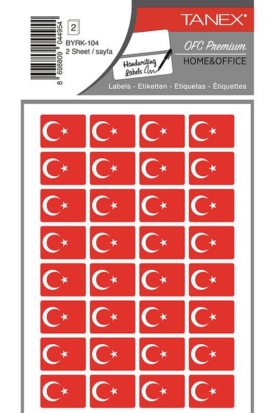 Tanex Byrk-104 Turkish Flag - 22X16Mm, Pack of 64