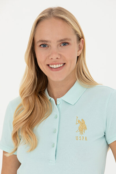 U.S. Polo Assn. Γυναικείο μπλουζάκι πόλο με λαιμόκοψη Water Green - 50262700 -VR083