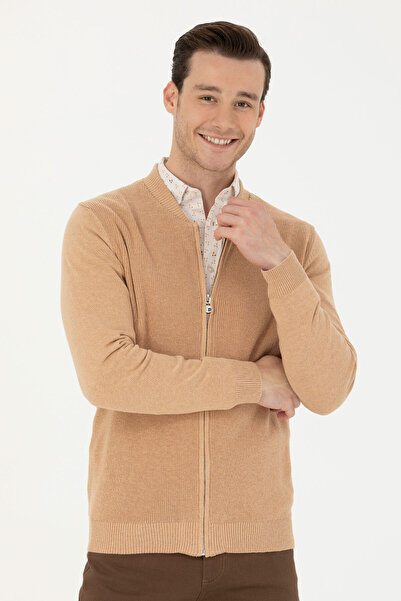 U.S. Polo Assn. Erkek Kum Melanj Basic Triko Hırka 50277107-VR123
