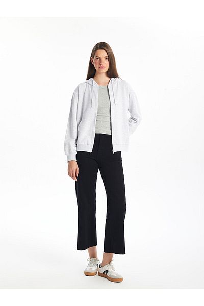 LC Waikiki Γυναικεία φούτερ με φερμουάρ LW - Hooded Plain Oversize