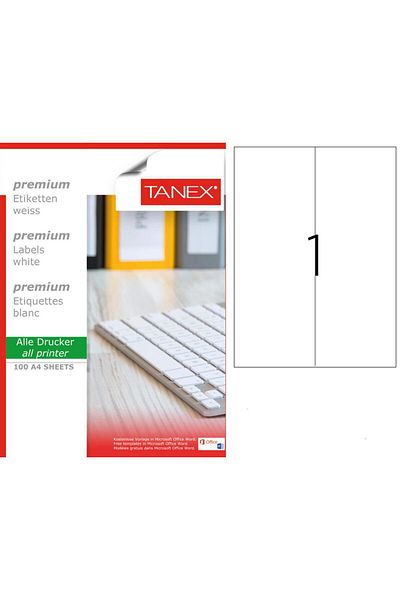 Tanex Tw-2297 105x297mm Αυτοκόλλητο λέιζερ 100 τεμ