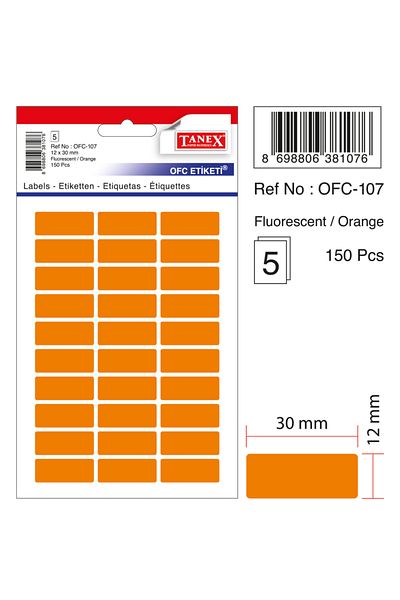 Tanex Etichetă de birou Ofc-107 Flo Orange