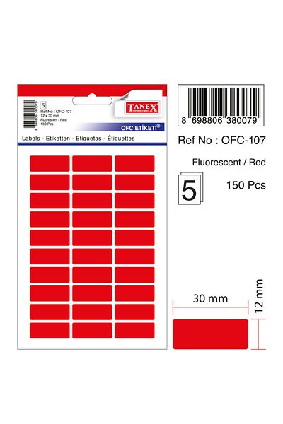 Tanex Etichetă de birou Ofc-107 Flo Red