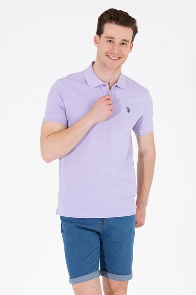 U.S. Polo Assn. Ανδρικό μπλουζάκι με λαιμόκοψη λιλά Basic Polo 50262933-VR034