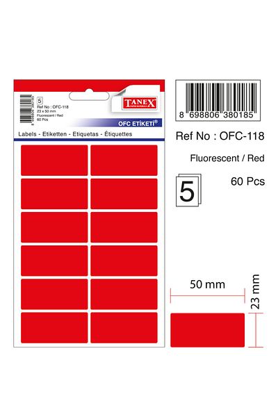 Tanex Etichetă de birou Ofc-118 Flo Red