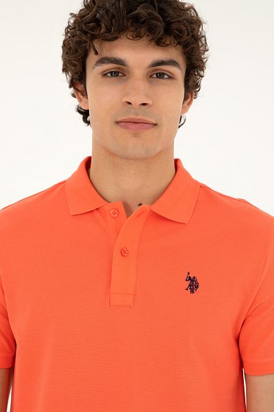U.S. Polo Assn. Men's Slim Fit Polo Neck Pomegranate Blossom Basic T-Shirt 50279573 -Vr039