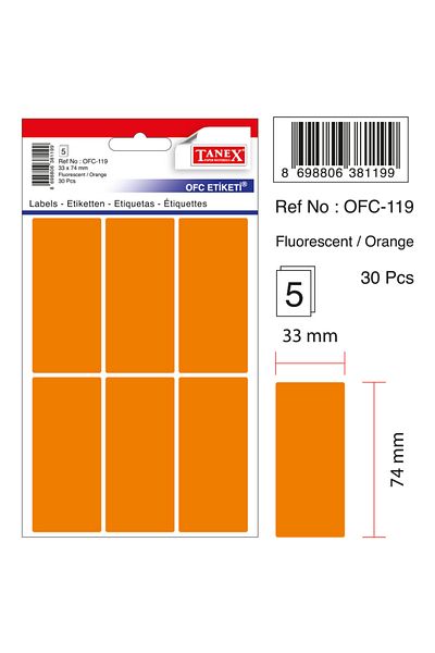 Tanex Etichetă de birou Ofc-119 Flo Orange