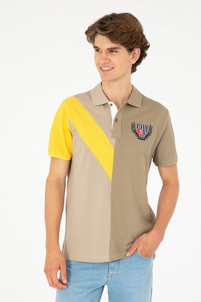 U.S. Polo Assn. Ανδρικό μπλουζάκι με κανονική εφαρμογή Polo Neck Light Khaki 50281559-vr183