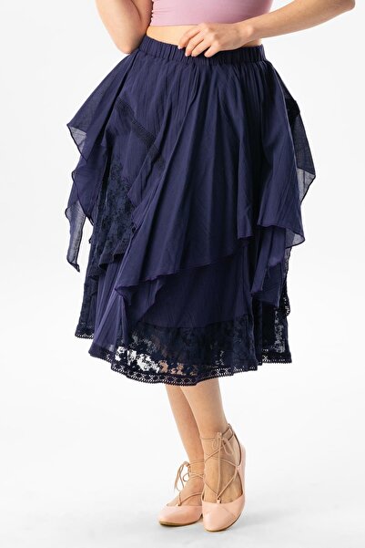 Eliş Şile Bezi تنورة صيفية طويلة أصلية من الفوال المكشكش والمهدب باللون الأرج...