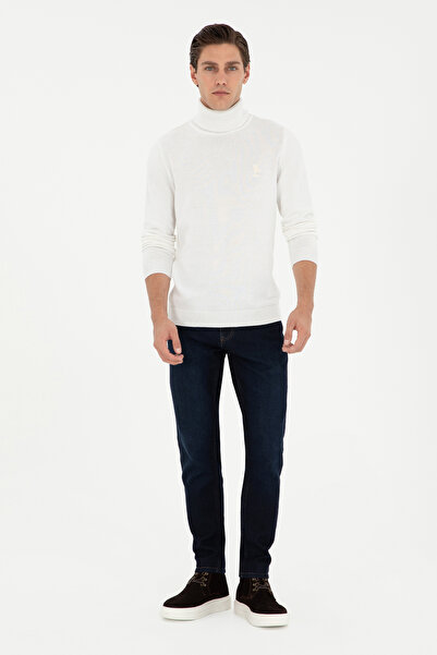 U.S. Polo Assn. Ανδρικό πουλόβερ Slim Fit με ψηλό γιακά λευκό Basic 50288884-VR013