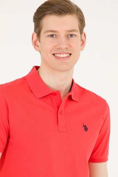 U.S. Polo Assn. Tricou roșu de bază cu gât polo pentru bărbați 50262933-VR213