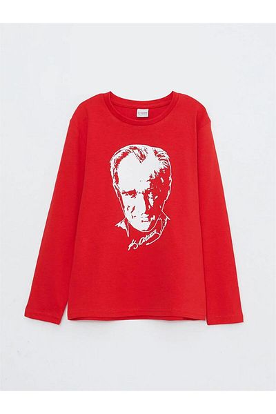 BLUEMOOR Tricou pentru copii cu mânecă lungă cu imprimeu Ataturk
