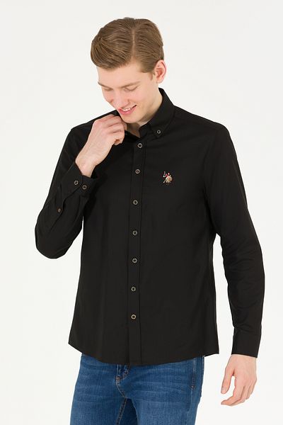 U.S. Polo Assn. Мъжка черна базова риза с дълъг ръкав 50263099 -Vr046