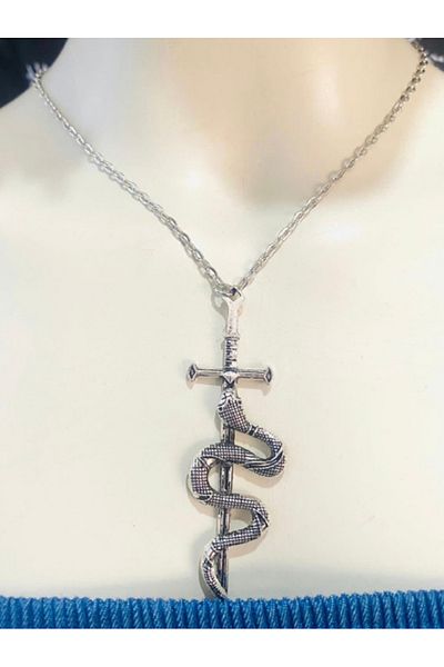 Köstebek Snake Sword Sworded Snake Pendant Keychain