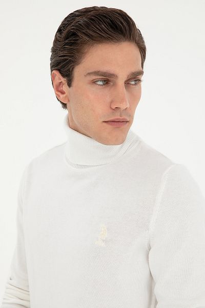 U.S. Polo Assn. Men's Slim Fit Turtleneck White Basic Sweater 50288884 -Vr013