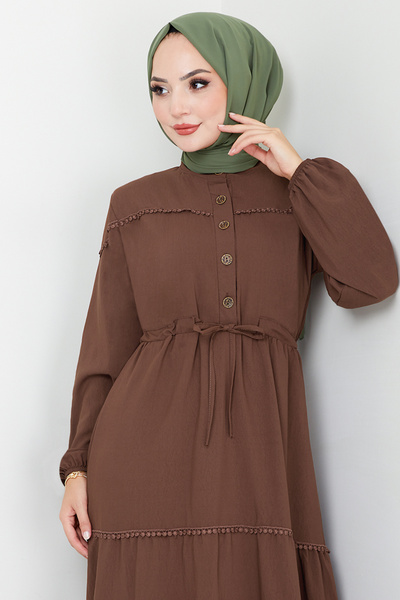 ModaMerve Φόρεμα τούνελ μέσης 2423HBS932-M Καφέ