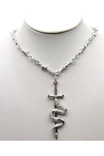 Köstebek Snake Sword Sworded Snake Earring Necklace