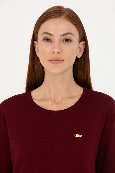 U.S. Polo Assn. Women's Burgundy Crew Neck Basic Sweater 50277309-Vr014