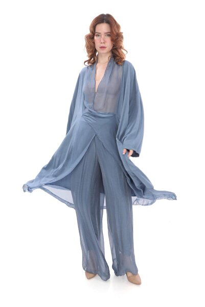 Bohem Stil Italian Silk Detailed Oversize Cap Blouse - Wes Trouser Set