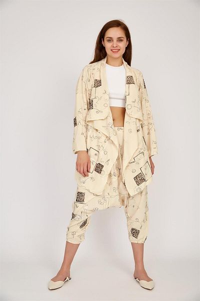 Bohem Stil Boho Salwar Trousers Asymmetrical Jacket Set