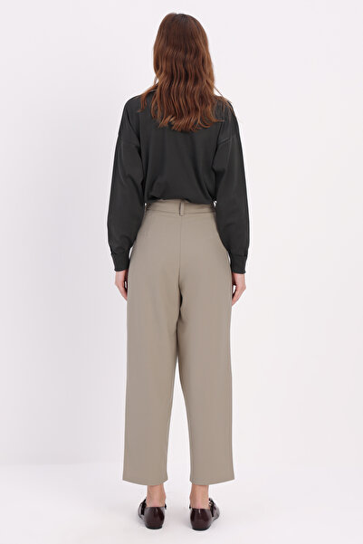 ALLDAY Beige Pleated Carrot Trousers