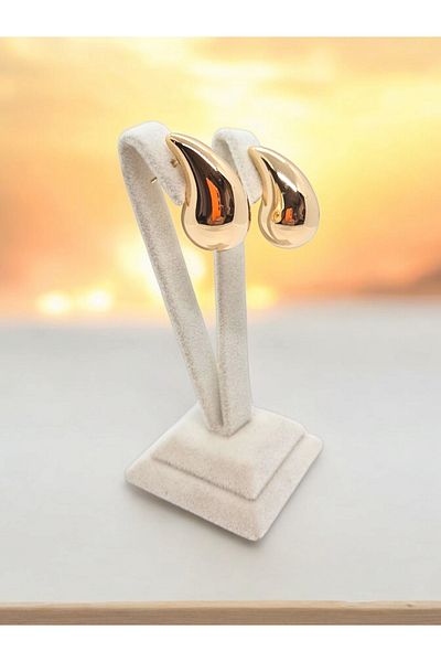 XUPING JEWELRY مجوهرات Xuping أقراط متدلية سميكة من الفولاذ باللون الذهبي