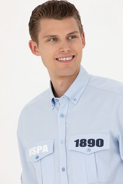 U.S. Polo Assn. Ανδρικό μπλε μακρυμάνικο πουκάμισο 50272289 -VR036