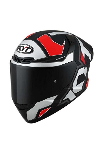 KYT Tt-course Kask Electron Mat Gri/kırmızı Tam Kapalı Kask Siyah Camlı