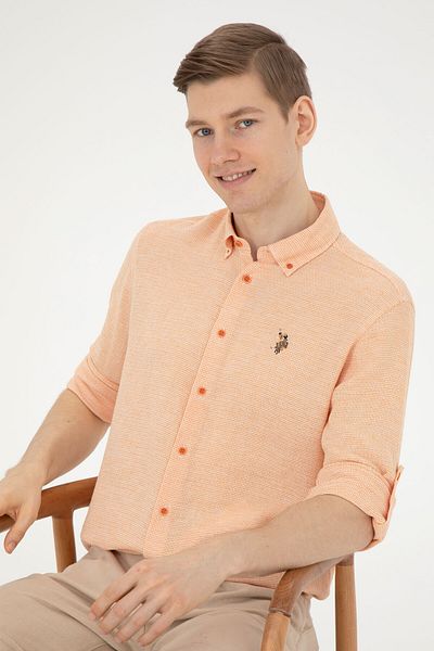 U.S. Polo Assn. Ανδρικό μακρυμάνικο πουκάμισο σε χρώμα πλακάκι - 50283423-VR031