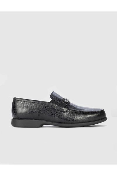 Cabani Genuine Leather Black Men's Shoes with Buckle Accessories