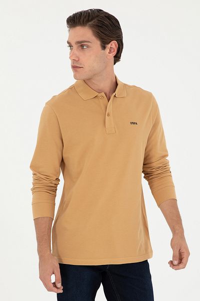U.S. Polo Assn. Men's Regular Fit Polo Neck Camel Basic Sweatshirt 50295169 -Vr015