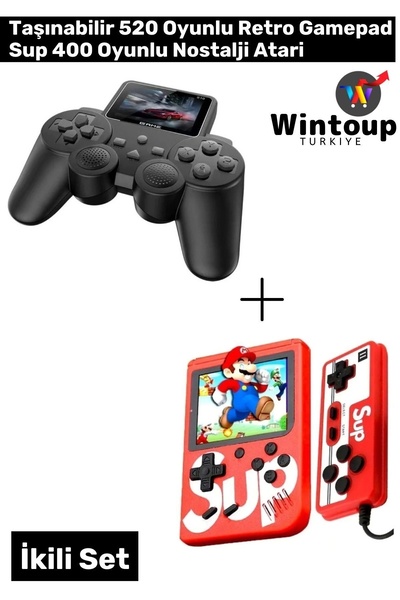 Wintoup Gameboy Mini Atari 400 Oyun&S10 Taşınabilir Uzaktan Oyun Kolu Retro Set