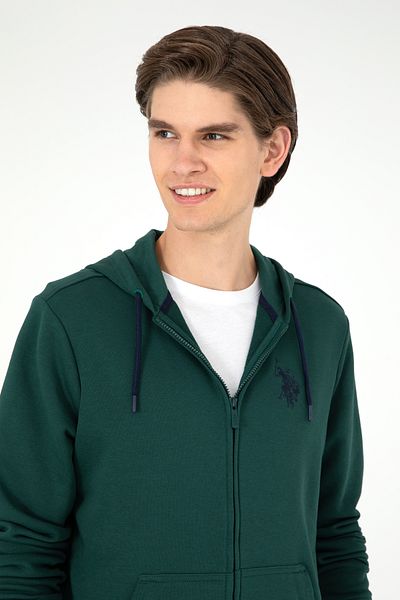 U.S. Polo Assn. سترة محبوكة باللون الأخضر الداكن للرجال 50295147 -vr079