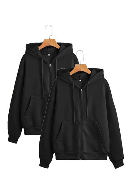 pandy Pachet de 2 cardigan/hanorac de sezon cu fermoar de culoare neagră