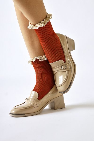 Limoya Luba Beige Patent Leather Buckle Detailed Short Heeled Women's Casual Shoes