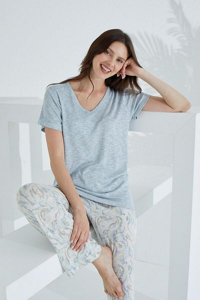 Etoile Bamboo Knitwear Short Sleeve Pajama Set - Soft Giant Feather, 73230
