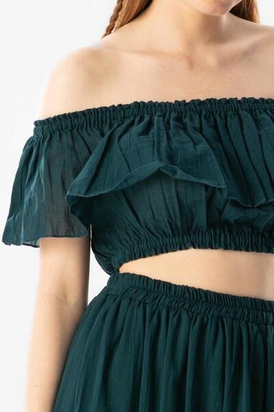 Eliş Şile Bezi Короткий рукав, вуаль, лавінья, човник, літня блуза, нафта, Ptrl