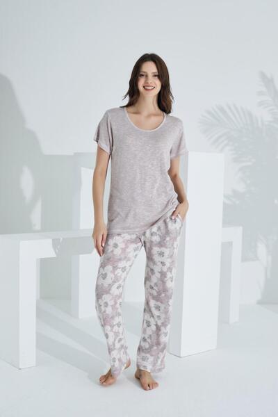 Etoile Knitwear Bamboo Short Sleeve Women's Pajama Set - Giant Feather Softne...