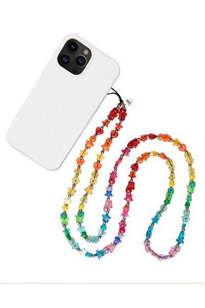 Lova İstanbul Uzun Renkli Yıldızlı  Telefon Askısı Telefon Boncuğu Telefon Bo...