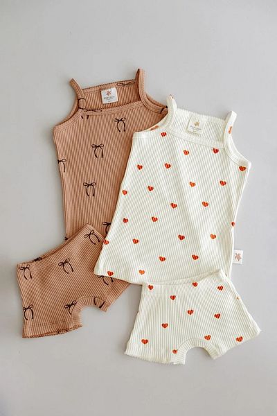BABYBEK Premium Cotton Patterned Double Shorts Set for Girls
