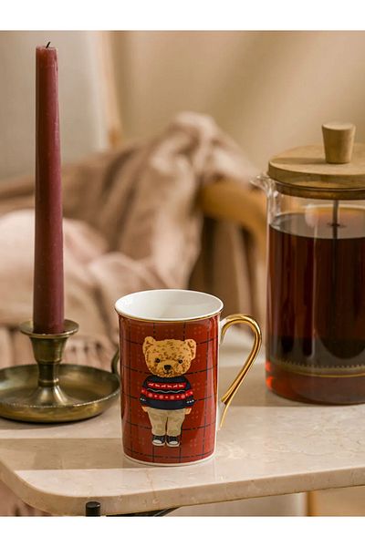 LC Waikiki Lcw Home Mixed Printed Teddy Bear Printed Porcelain Mug 363 ml