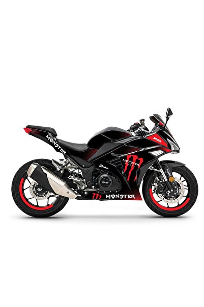 Motiker RKS R250 Monster Kırmızı Parçalı Kaplama Sticker Etiket Modeli