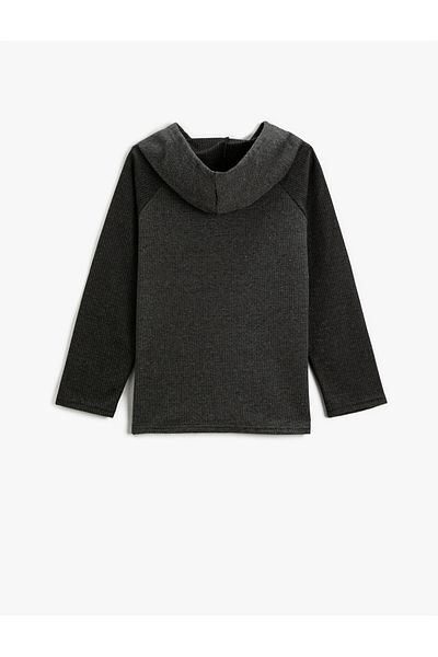 Koton Hooded Sweatshirt Textured Long Sleeve