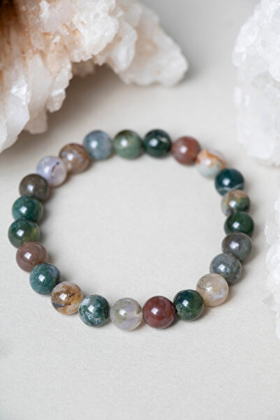 OSMANLI DOĞAL TAŞ Sertifikalı Hint Akik Doğal Taş Bileklik 8 Mm