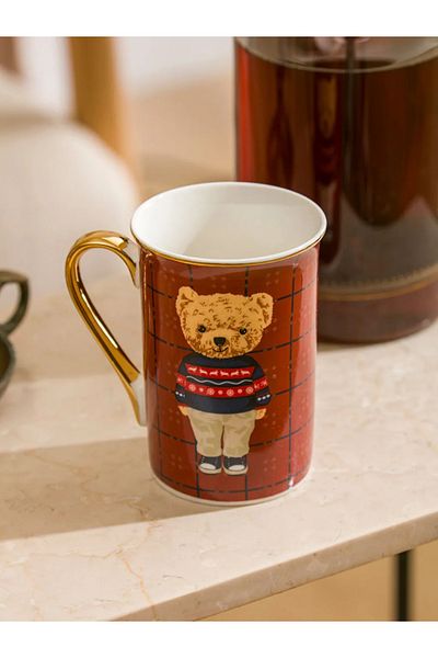 LC Waikiki Lcw Home Mixed Printed Teddy Bear Printed Porcelain Mug 363 ml