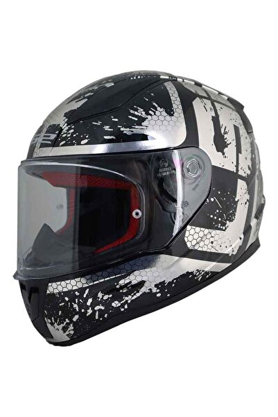 LS2 RAPID SPY MAT SİYAH BEYAZ MOTOSİKLET KAPALI KASK
